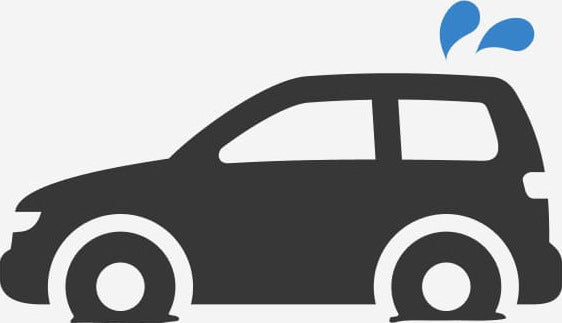 空気が抜けている車のイラスト